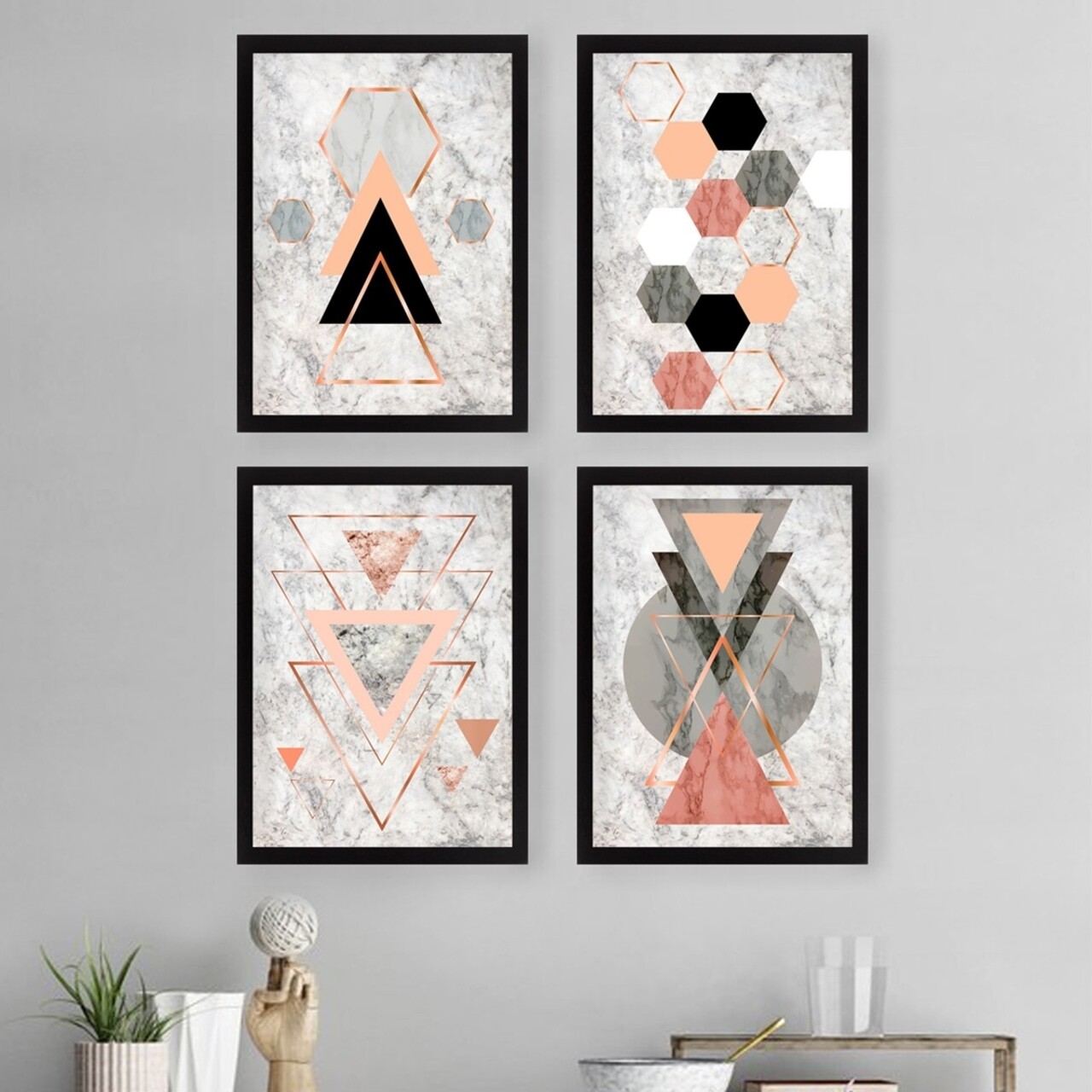 Set 4 tablouri decorative, SET_081, Lulu, 34x44 cm, plastic - imagine 4